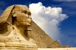 The Sphinx and the Great Pyramid, Egypt.